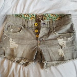 Rich & skinny denim cut off distressed shorts
